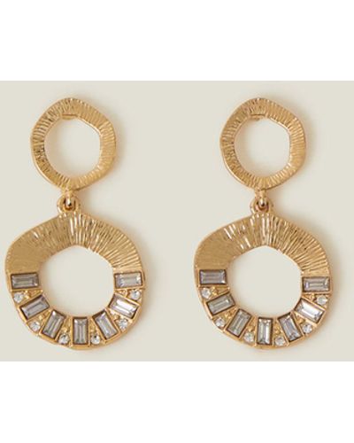 Accessorize Women's Gold Textured Circle Drop Earrings - Natural