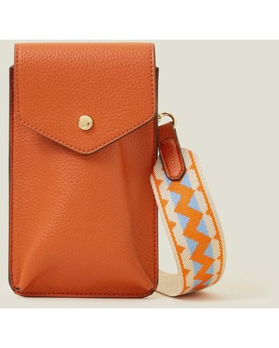 Accessorize Women's Brown Webbing Strap Phone Bag - Orange