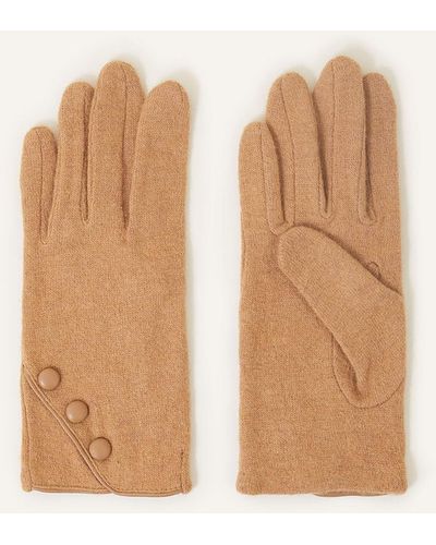 Accessorize Women's Camel Luxurious Wool Button Gloves - Natural