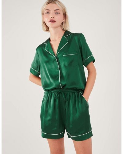 Accessorize Women's Satin Short Pyjama Set Green