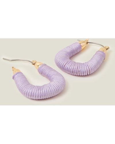 Accessorize Women's Gold/purple Wrapped Hoop Earrings - Pink