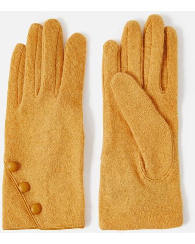 Accessorize Yellow Luxurious Wool Button Gloves