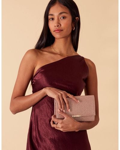 Accessorize Women's Red Metallic Box Clutch Bag - Brown