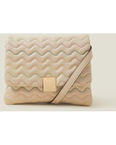 Accessorize Women's Beige Wiggle Stitch Cross-body Bag - Natural