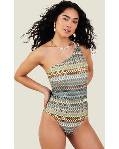 Accessorize Women's One-shoulder Crochet Swimsuit Natural - Multicolour