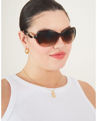 Accessorize Women's Silver/red Wavy Arm Wrap Sunglasses - Brown