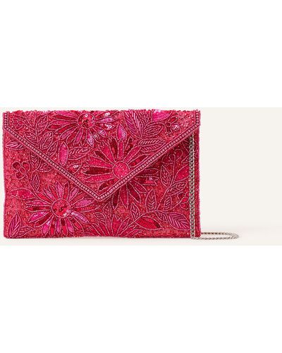 Accessorize Women's Pink Tara Embellished Classic Clutch Bag