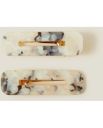 Accessorize Women's Gold 2-pack Marble Resin Snap Clips - Natural
