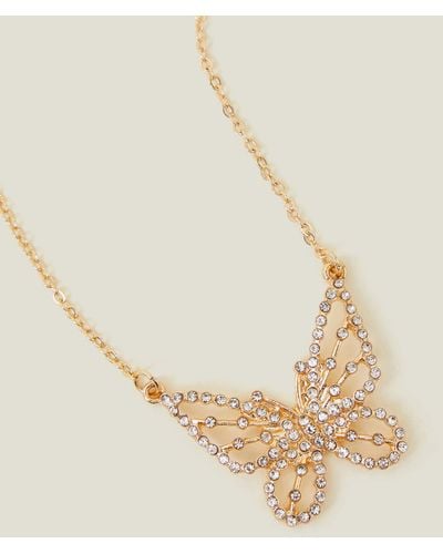 Accessorize Women's Gold Butterfly Pave Pendant - Natural