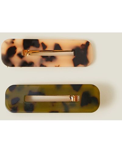 Accessorize Women's Gold 2-pack Tortoiseshell Snap Clips - Natural