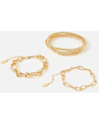 Accessorize Women's Gold Steel Reconnected Chain Bracelet Set - Metallic