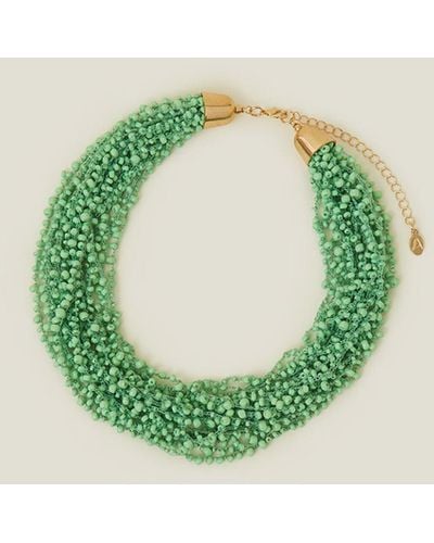 Accessorize Women's Green Chunky Beaded Necklace