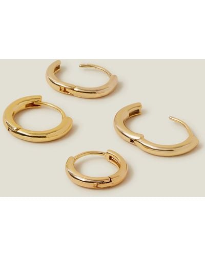 Accessorize Women's 2-pack 14ct Gold-plated Hoop Earrings - Natural