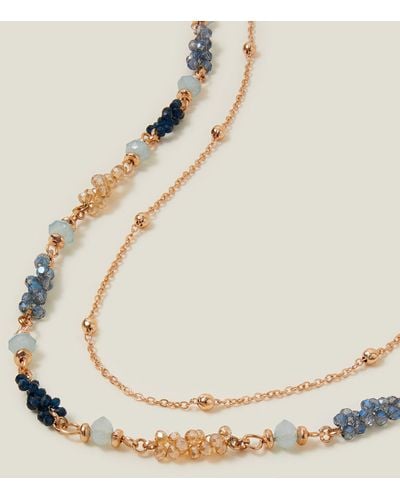Accessorize Layered Facet Bead Necklace - Metallic