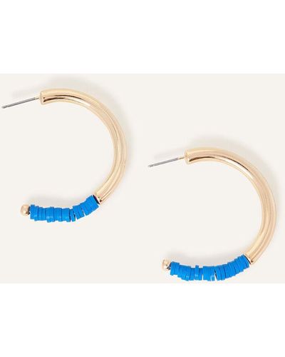 Accessorize Women's Gold And Blue Colour Block Zinc Beaded Hoops