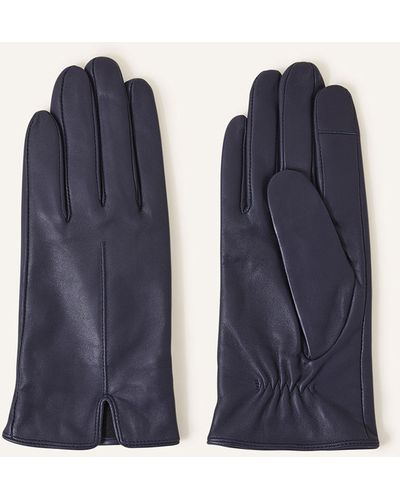 Accessorize Blue Touchscreen Leather Gloves