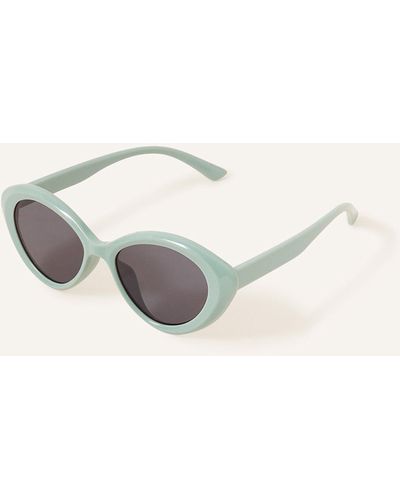 Accessorize Green Curved Oval Sunglasses - Natural