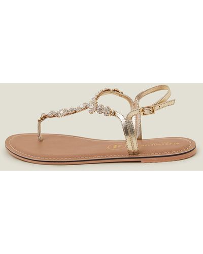 Accessorize Women's Wide Fit Rome Sparkly Sandals Gold - Natural