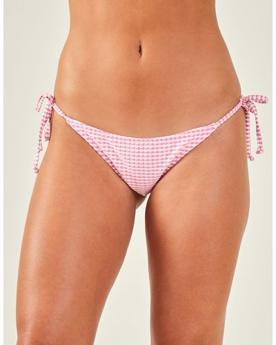 Accessorize Women's Pink Classic Seersucker Side Tie Bikini Bottoms