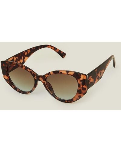 Accessorize Tan Crystal Tortoiseshell Cateye Sunglasses - Natural