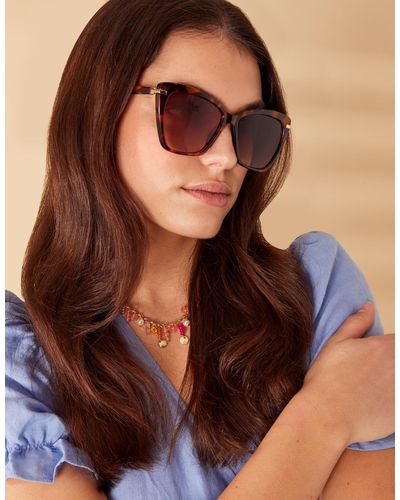 Accessorize Women's Brown Straight Arm Cateye Sunglasses