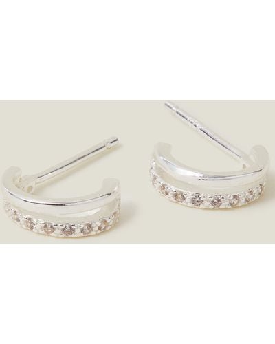 Accessorize Women's Sterling Silver Plated Classic Double Hoop Earrings - Natural