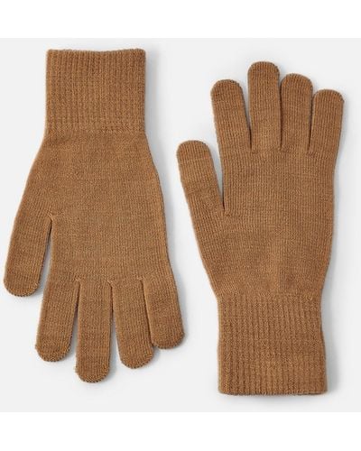 Accessorize Camel Light Brown Acrylic Long Cuff Touchscreen Gloves - White