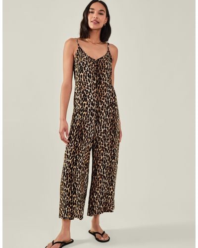 Accessorize Women's Leopard Print Jumpsuit Brown - Natural