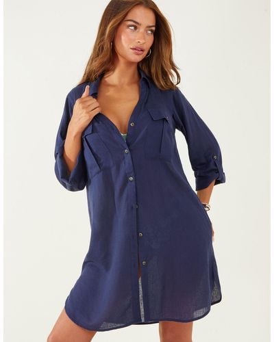 Accessorize Women's Navy Long Sleeve Beach Shirt Blue