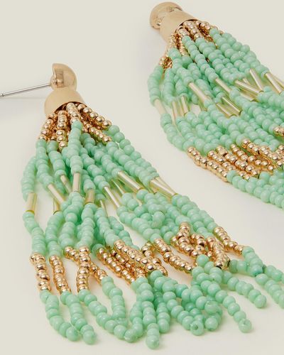 Accessorize Women's Gold Tassel Drop Earrings - Green
