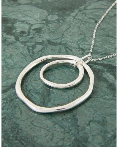 Accessorize Women's Tan Long Concentric Circle Pendant Necklace - Green