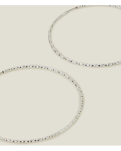 Accessorize Sterling Silver-plated Large Diamond-cut Hoops - Natural