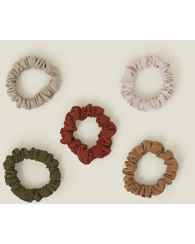 Accessorize Red 5-pack Skinny Scrunchies - Natural