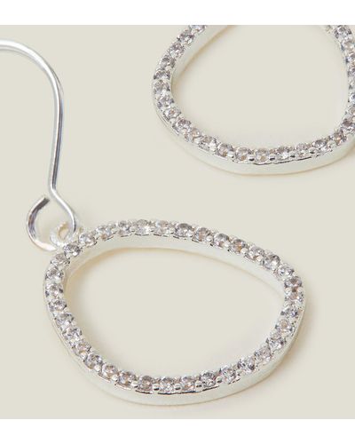 Accessorize Women's Sterling Silver-plated Sparkle Pebble Hoops - Natural