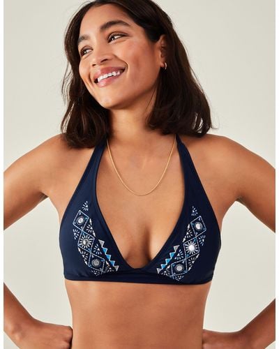 Accessorize Embellished Triangle Bikini Top Blue