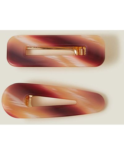 Accessorize Women's Brown 2-pack Marble Hair Clips - Multicolour