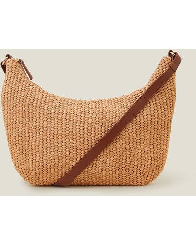 Accessorize Beige/brown Raffia Cross-body Bag - Natural