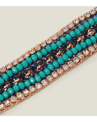 Accessorize Women's Blue/white Gem Beaded Clasp Bracelet