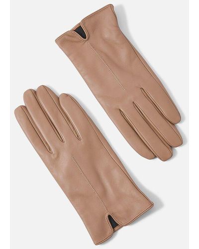 Accessorize Luxe Leather Gloves Camel - Natural