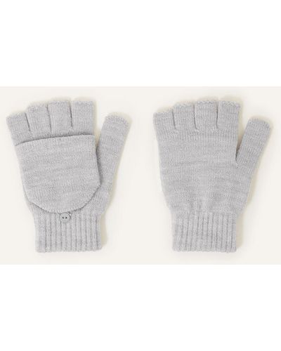 Accessorize Women's Grey Acrylic Plain Capped Gloves - White