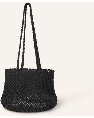 Accessorize Women's Macrame Bucket Shoulder Bag Black - Natural