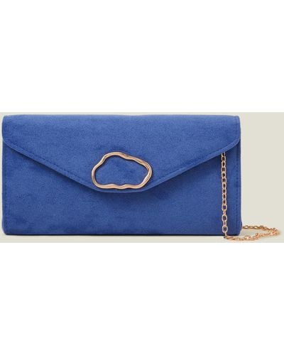 Accessorize Women's Suedette Box Clutch Bag Blue