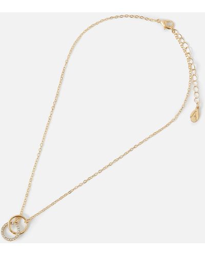 Accessorize Women's Linked Circle Pendant Necklace Gold - White