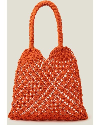 Accessorize Open Weave Shopper Bag Orange - Red