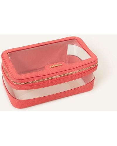 Accessorize Women's Clear Make Up Bag - Pink