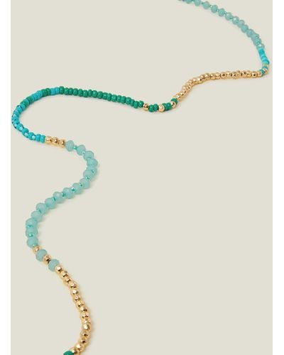 Accessorize Women's Gold Long Beaded Rope Necklace - Green