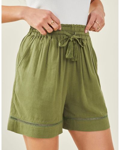 Accessorize Longline Embroidered Shorts Green