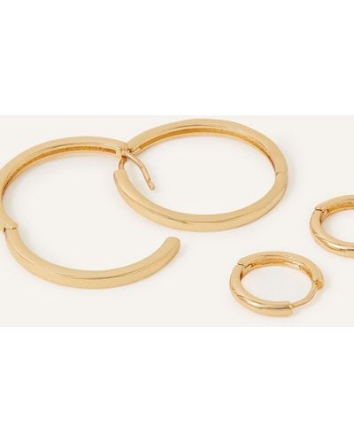Accessorize Women's 14ct Gold-plated Hoop Earrings Set Of Two - Brown