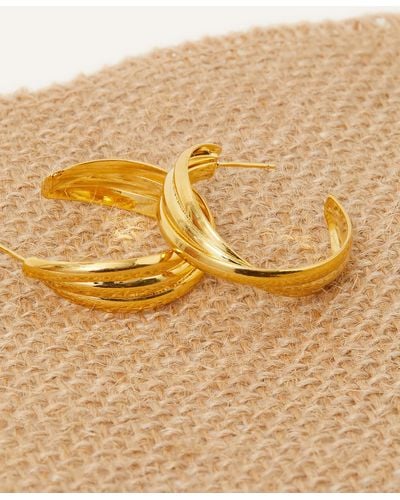 Accessorize Women's 14ct Gold-plated Large Twist Hoop Earrings - Brown