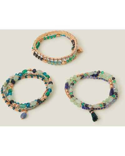 Accessorize Women's Blue And Gold Stretch Bracelets Pack - Natural